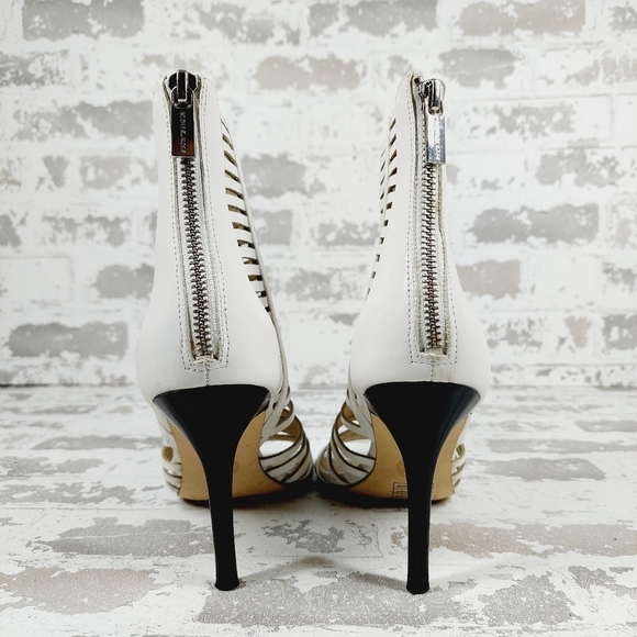 Michael Kors White Strappy Ankle Boots Open Toe High Heels M657 - Picture 6 of 13